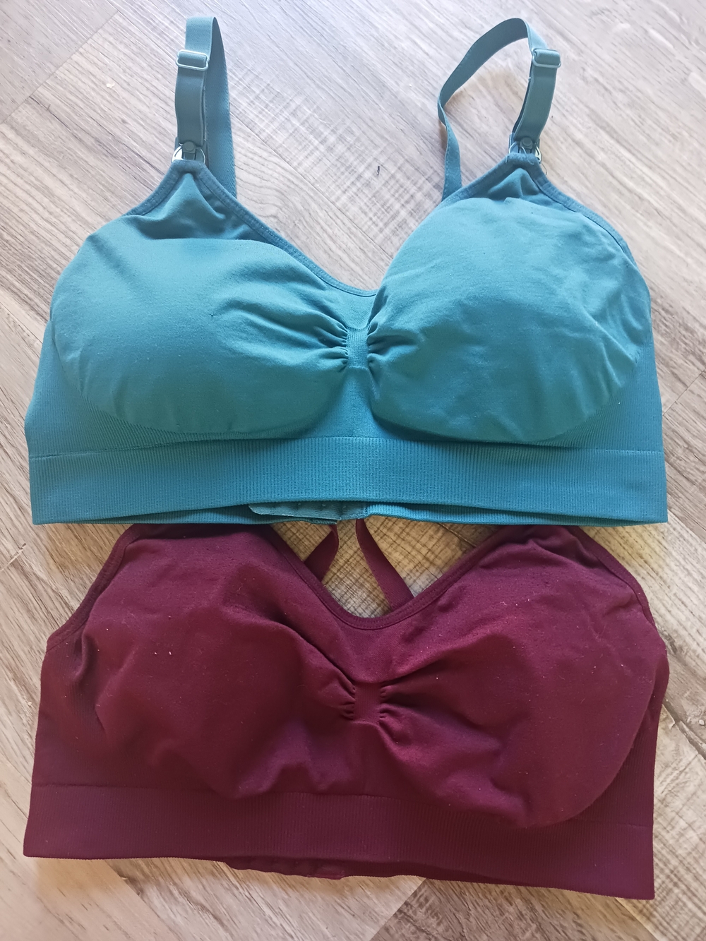 2 | Seamless Comfort Nursing Bras - Teal & Burgundy - Picture 1 of 5